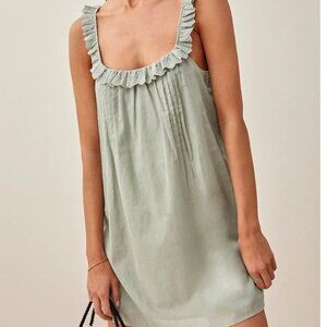 Reformation Tucker Eyelet Ruffle Organic Cotton Shift Dress XS